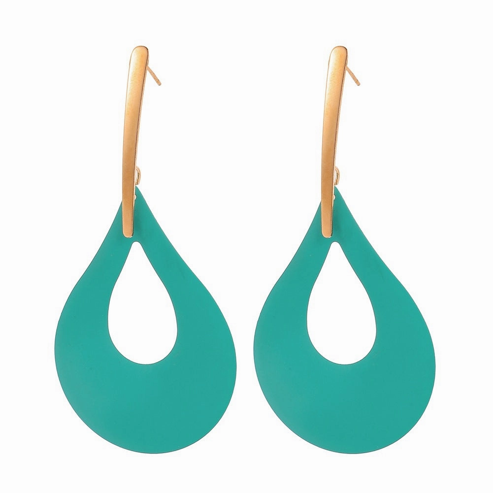 Wholesale 3D Hollow Exaggerated Painted Petal Water Drop Long Earrings