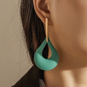 Wholesale 3D Hollow Exaggerated Painted Petal Water Drop Long Earrings