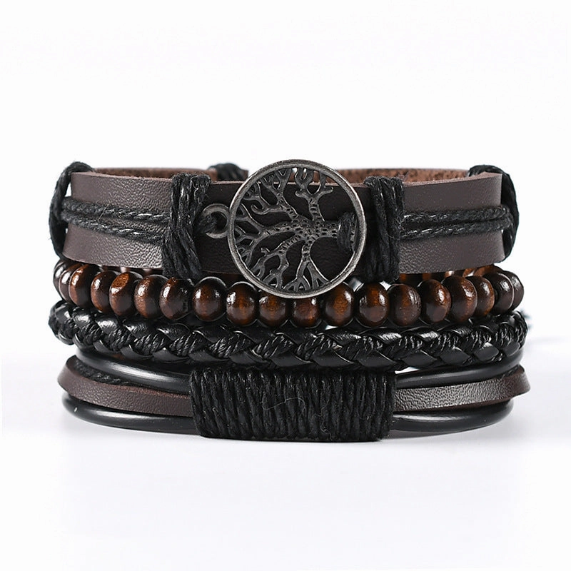 Wholesale 3PCS Hand Woven Hand Cowhide Bracelet