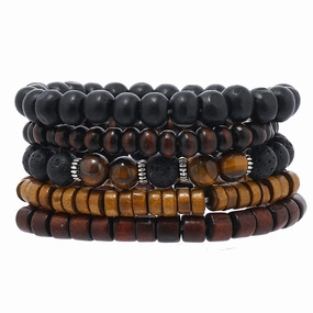 Wholesale 3PCS Natural Tiger Eye Stone Beaded Bracelet for Men