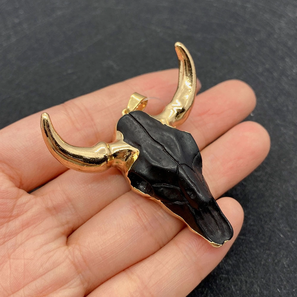 Wholesale 4546mm Acrylic White Gold Bull Head Shape Melon Seed Buckle Pendant