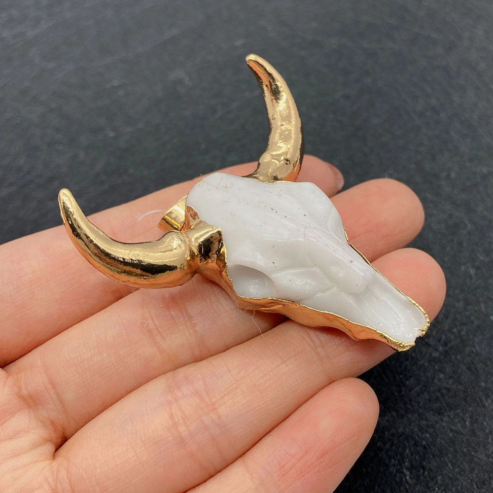 Wholesale 4546mm Acrylic White Gold Bull Head Shape Melon Seed Buckle Pendant