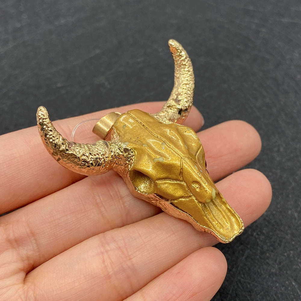 Wholesale 4546mm Acrylic White Gold Bull Head Shape Melon Seed Buckle Pendant