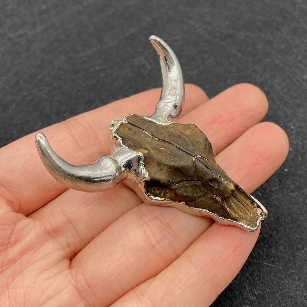 Wholesale 4546mm Acrylic White Gold Bull Head Shape Melon Seed Buckle Pendant
