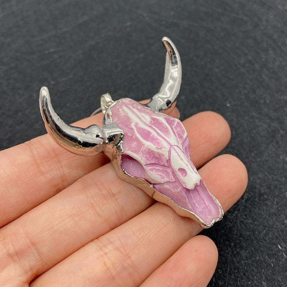 Wholesale 4546mm Acrylic White Gold Bull Head Shape Melon Seed Buckle Pendant