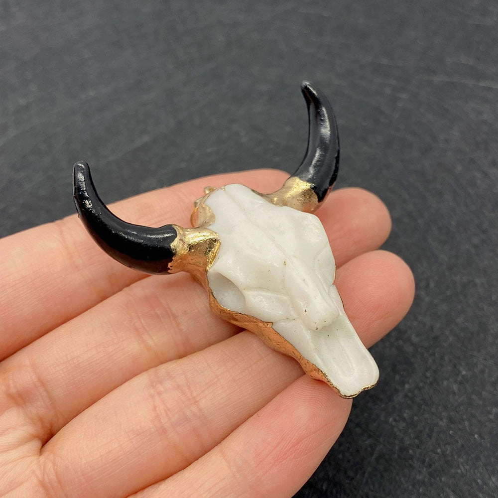 Wholesale 4546mm Acrylic White Gold Bull Head Shape Melon Seed Buckle Pendant