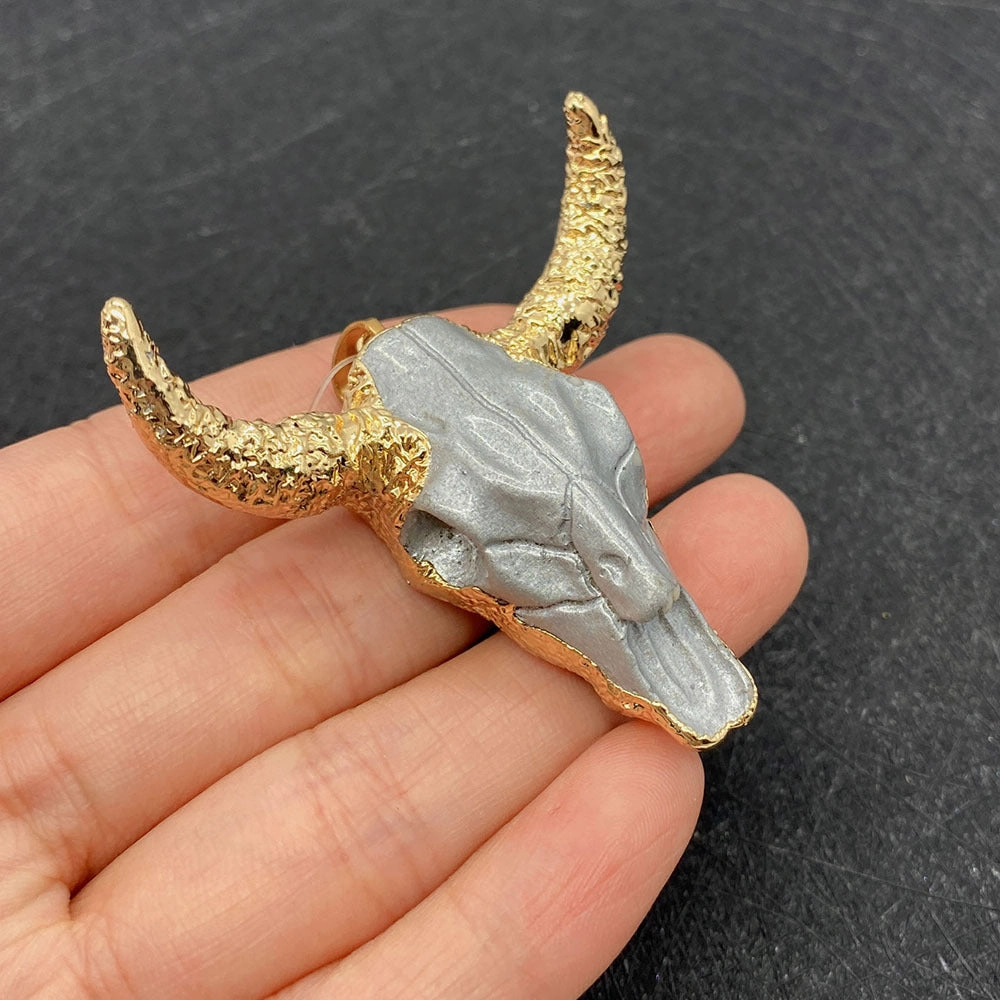 Wholesale 4546mm Acrylic White Gold Bull Head Shape Melon Seed Buckle Pendant