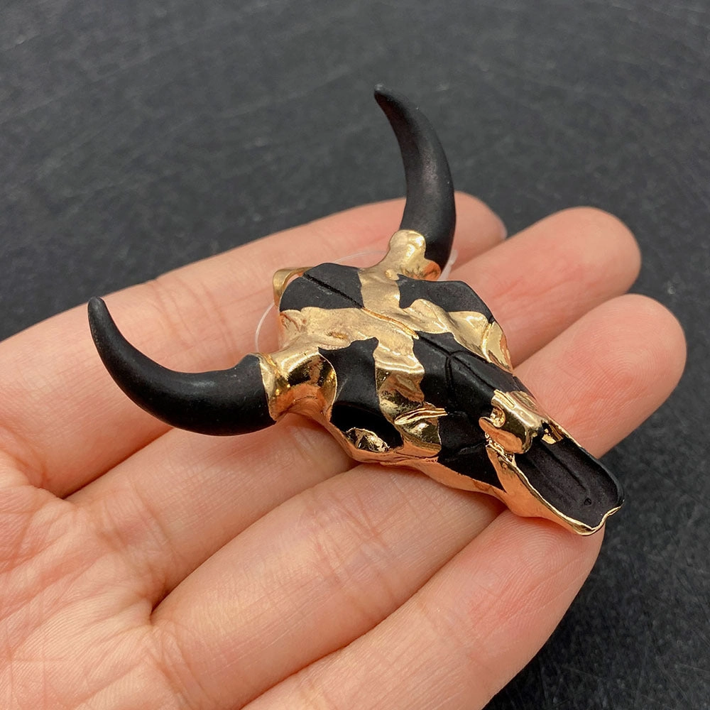 Wholesale 4546mm Acrylic White Gold Bull Head Shape Melon Seed Buckle Pendant