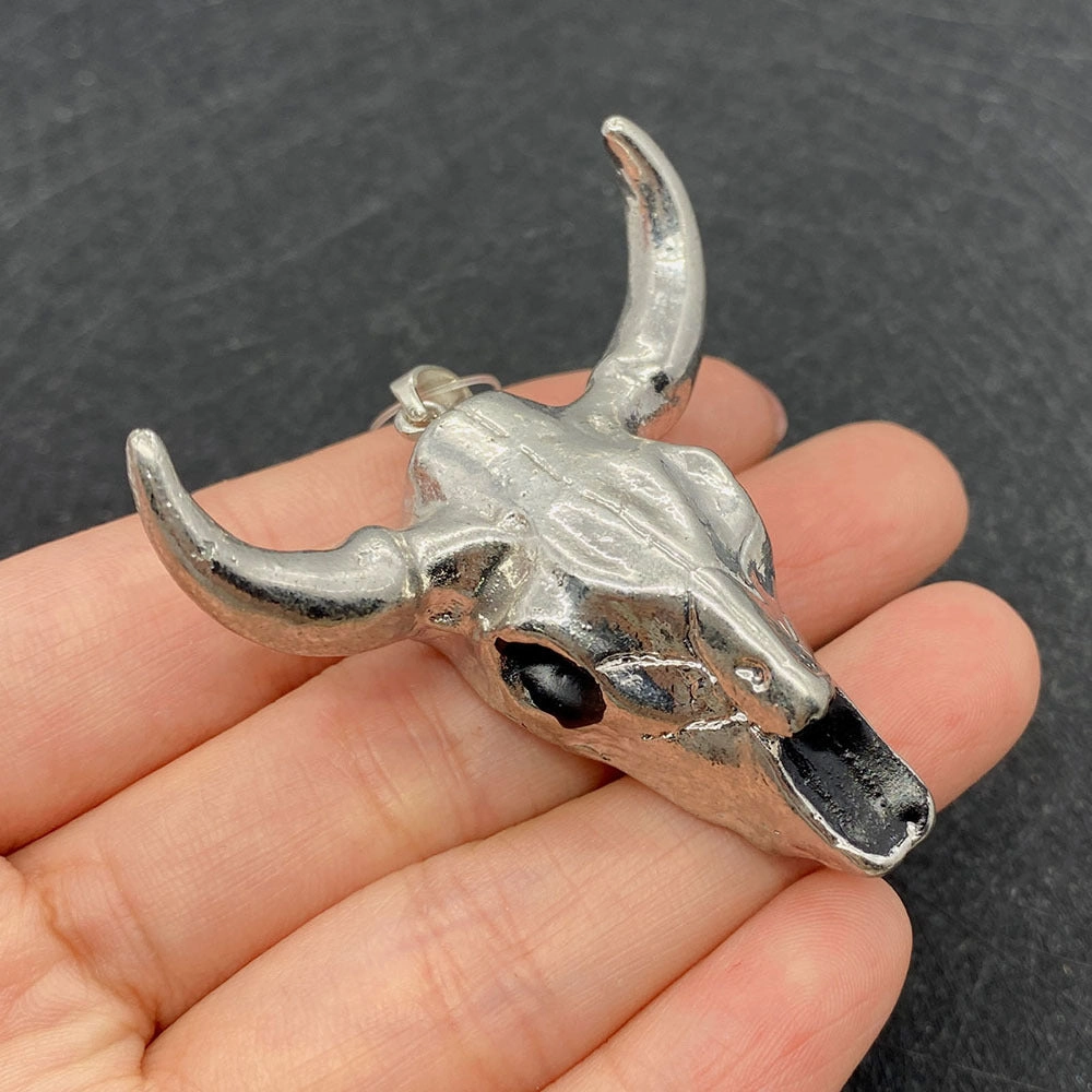 Wholesale 4546mm Acrylic White Gold Bull Head Shape Melon Seed Buckle Pendant
