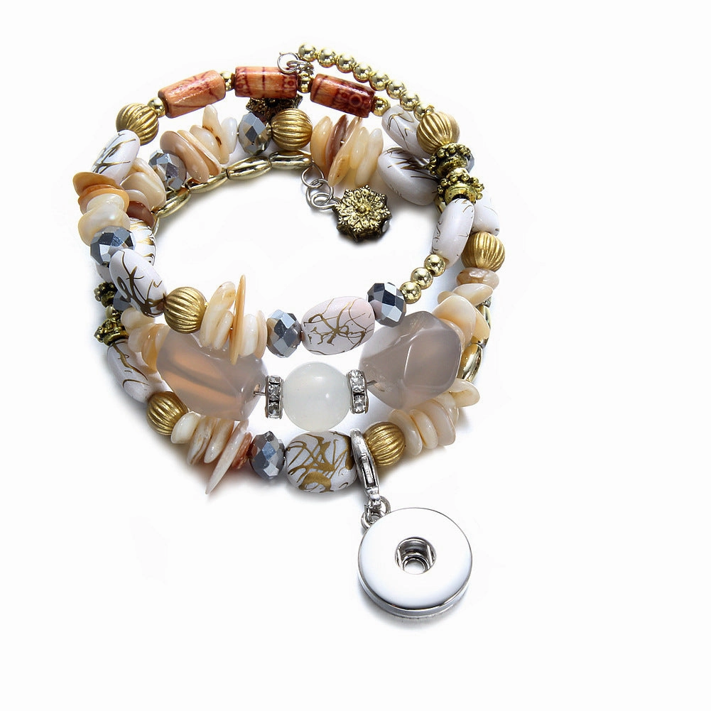 Wholesale 4-piece buckle leather bracelet diy crystal bracelet pendant