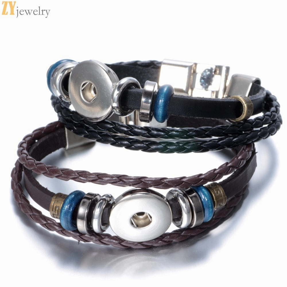 Wholesale 4-piece buckle leather bracelet diy crystal bracelet pendant