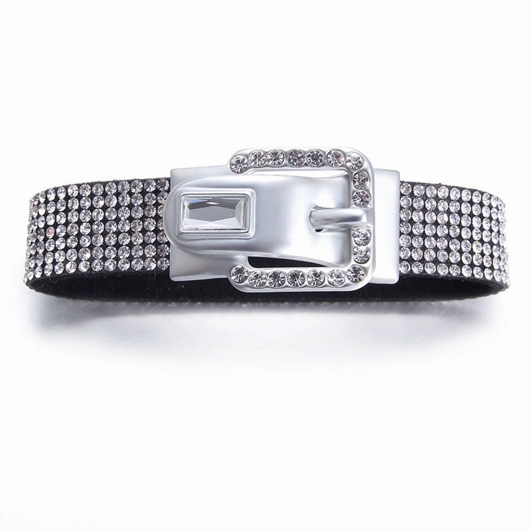 Wholesale 4-piece buckle leather bracelet diy crystal bracelet pendant