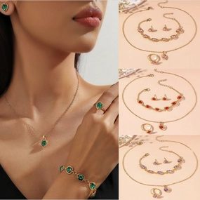 Wholesale 4pcs/pack Popular Hollow Love Earrings, Bracelets, Necklaces, Rings Jewelry