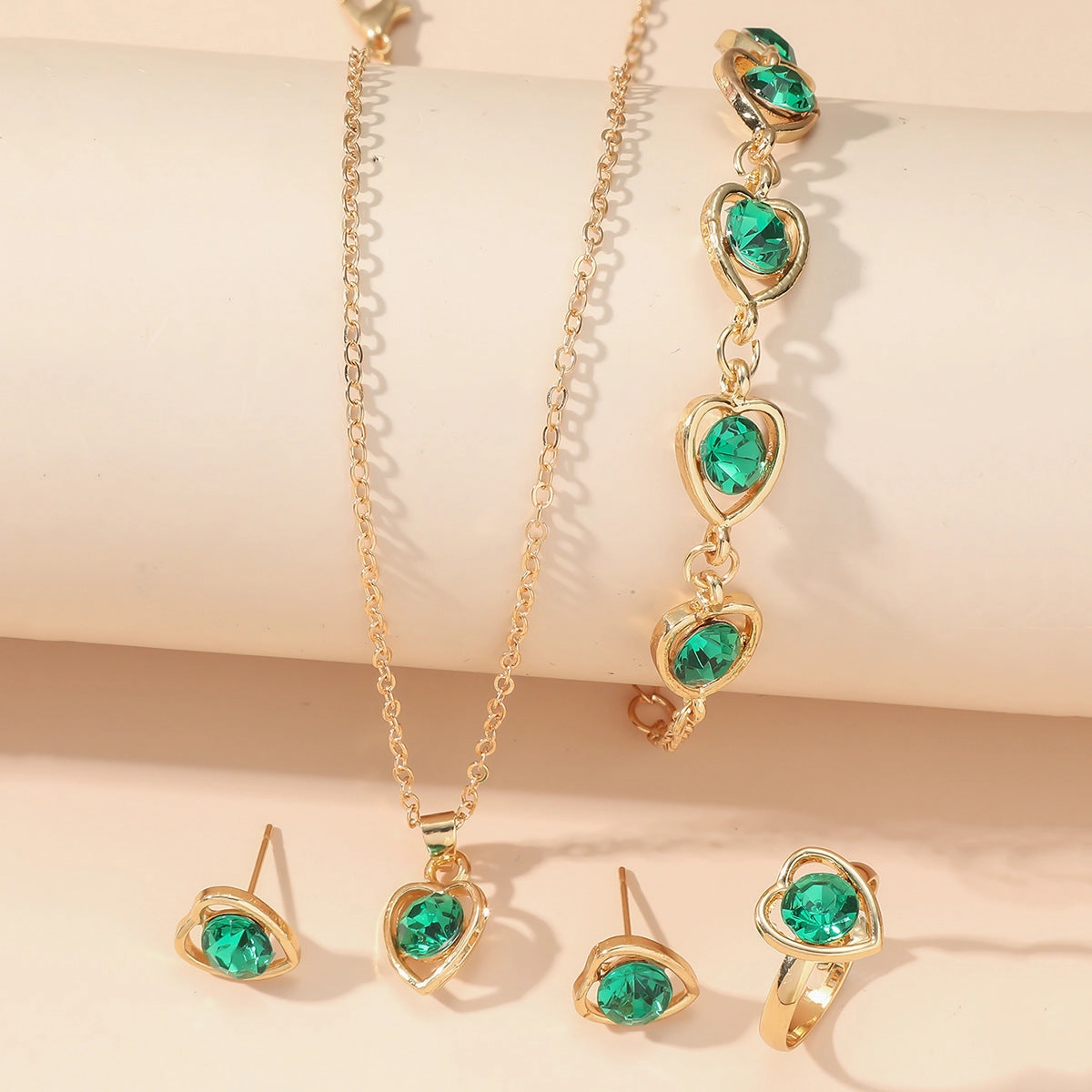 Wholesale 4pcs/pack Popular Hollow Love Earrings, Bracelets, Necklaces, Rings Jewelry