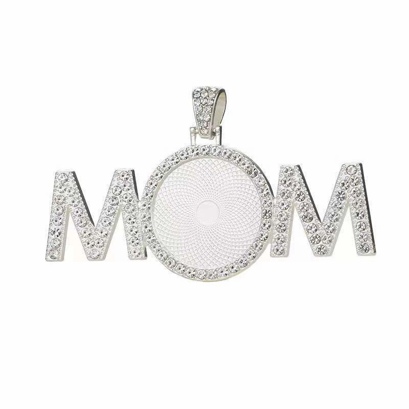 Wholesale 50pcs Alloy Sublimation Jewelry Blanks Diy Movable Head Diamond Necklace Pendant