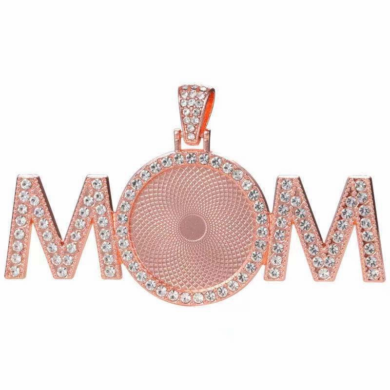 Wholesale 50pcs Alloy Sublimation Jewelry Blanks Diy Movable Head Diamond Necklace Pendant