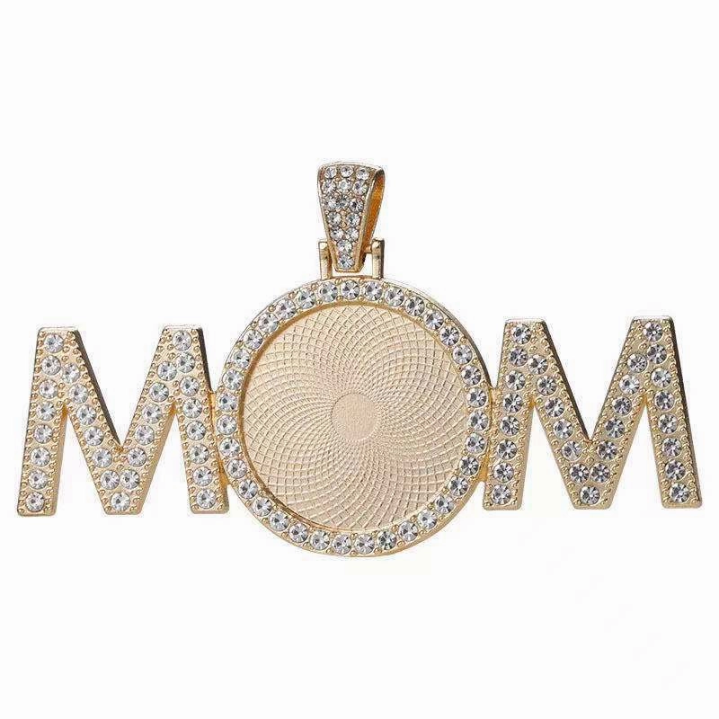 Wholesale 50pcs Alloy Sublimation Jewelry Blanks Diy Movable Head Diamond Necklace Pendant