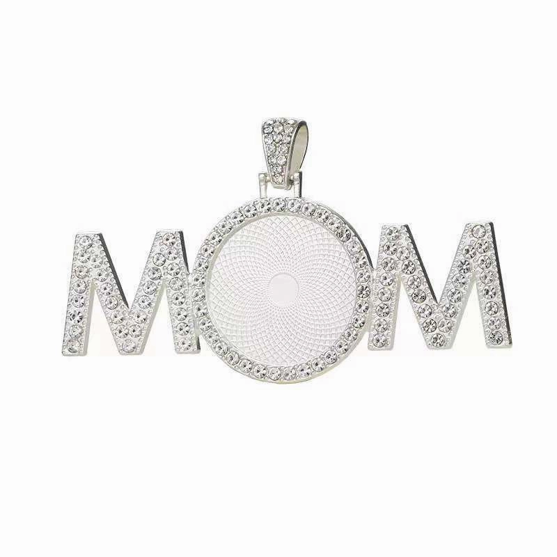 Wholesale 50pcs Alloy Sublimation Jewelry Blanks Diy Movable Head Diamond Necklace Pendant