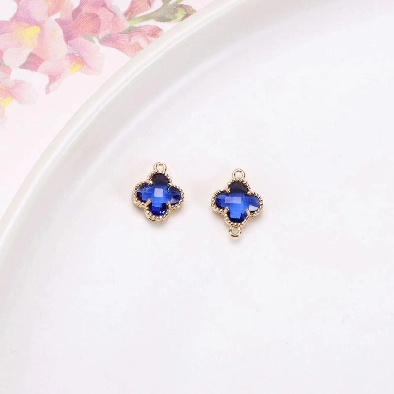 Wholesale 50pcs Crystal Double Hole Four Leaf Clover Pendant