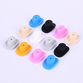 Wholesale  50pcs New cowboy hat silicone beads food grade baby tooth glue diy jewelry  hat loose beads
