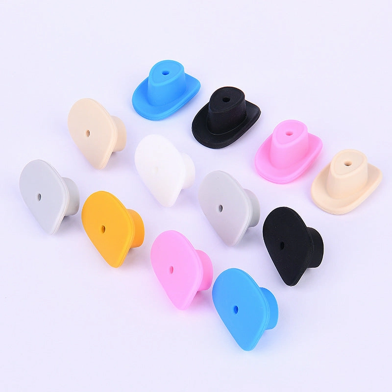 Wholesale  50pcs New cowboy hat silicone beads food grade baby tooth glue diy jewelry  hat loose beads