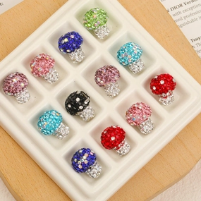 Wholesale 50pcs Soft Pottery Heavy Industry Diamond Small Mushroom Beaded Diy Bracelet Mobile Phone Chain Keychain Necklace Pendant Beaded Pen Accessories