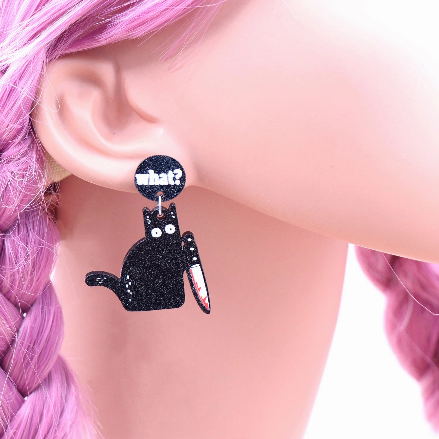 Wholesale 5pairs/pack Black Cat Halloween Acrylic Earrings