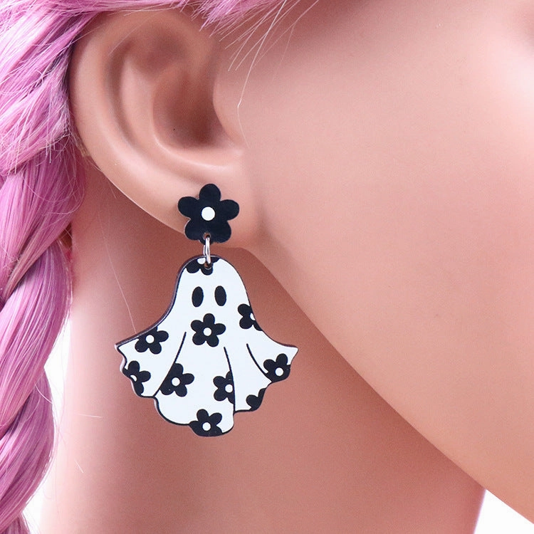Wholesale 5pairs/pack Flower Ghost Halloween Acrylic Earrings