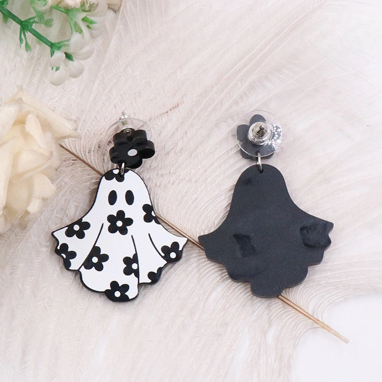 Wholesale 5pairs/pack Flower Ghost Halloween Acrylic Earrings