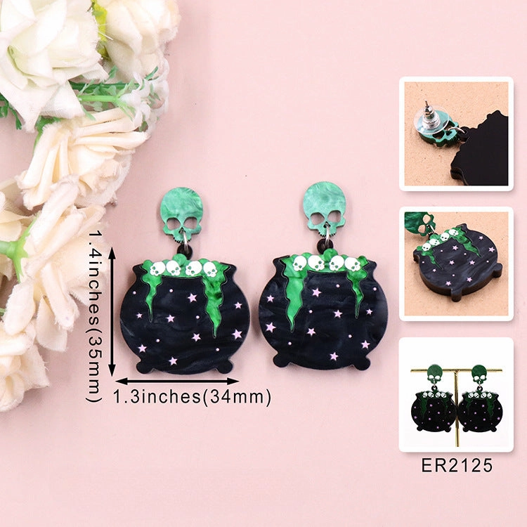 Wholesale 5pairs/pack Witch Hats Halloween Acrylic Earrings