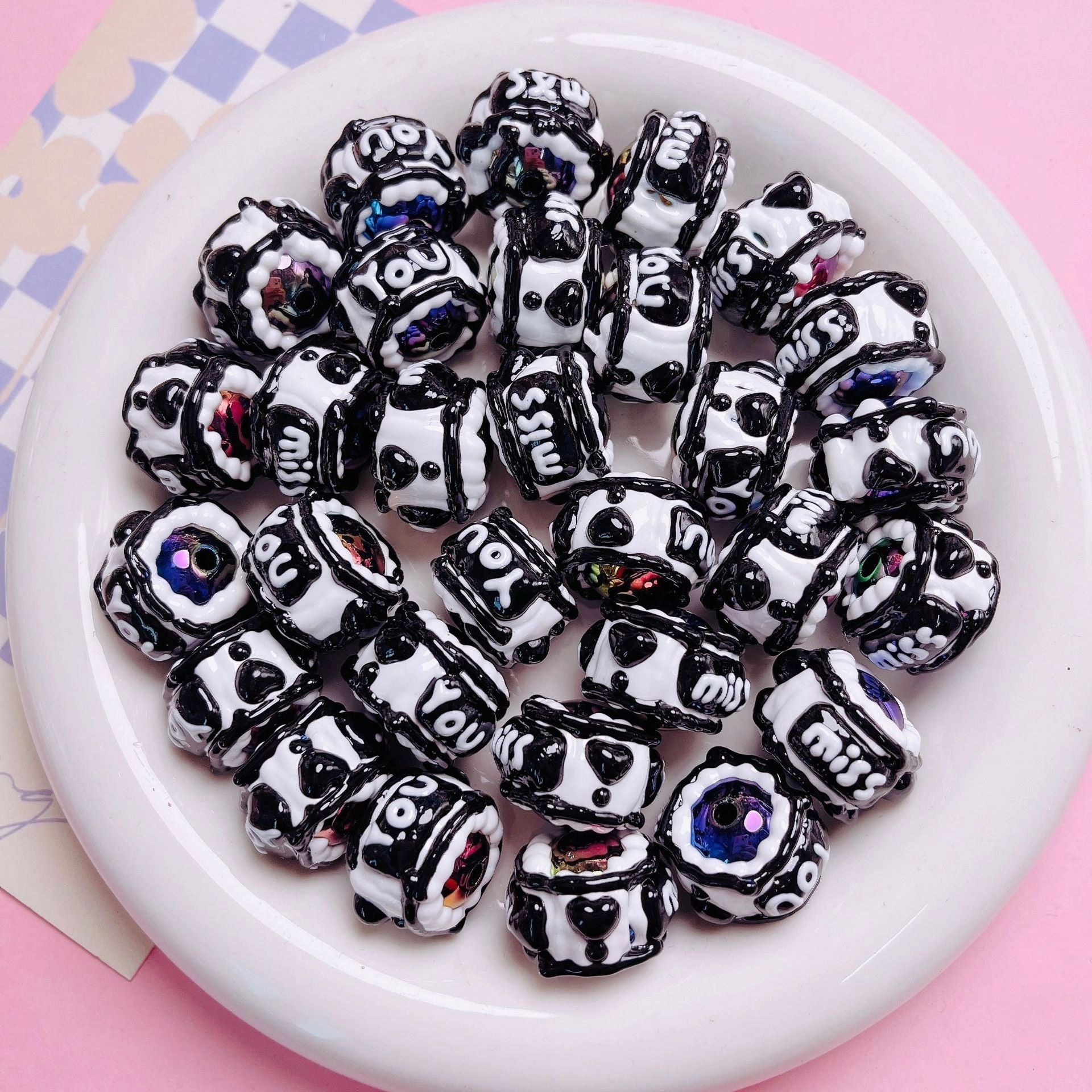 Wholesale 5pcs 16mm brown Hand-painted Round DIY Mobile Phone Chain Keychain Material Jewelry Accessories