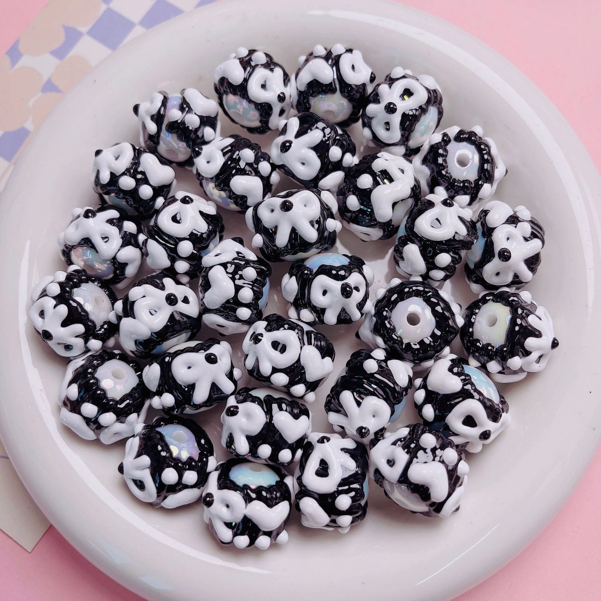 Wholesale 5pcs 16mm brown Hand-painted Round DIY Mobile Phone Chain Keychain Material Jewelry Accessories