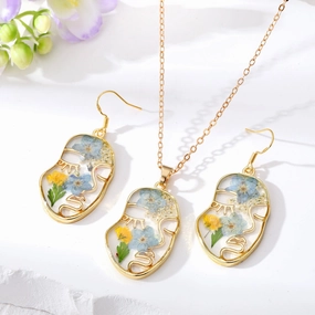 Wholesale 5PCS Creative Facial Natural Dry Flower Earrings