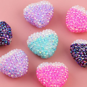 Wholesale 5pcs Gradient acrylic diamond stickers love diamond balls can be worn straight hole beads DIY mobile phone chain key chain bag chain accessories