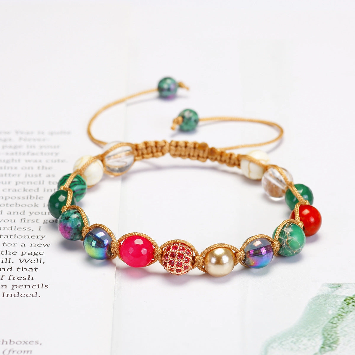 Wholesale 5PCS Natural Stone Bracelet Colorful Zircon Beaded Bracelets