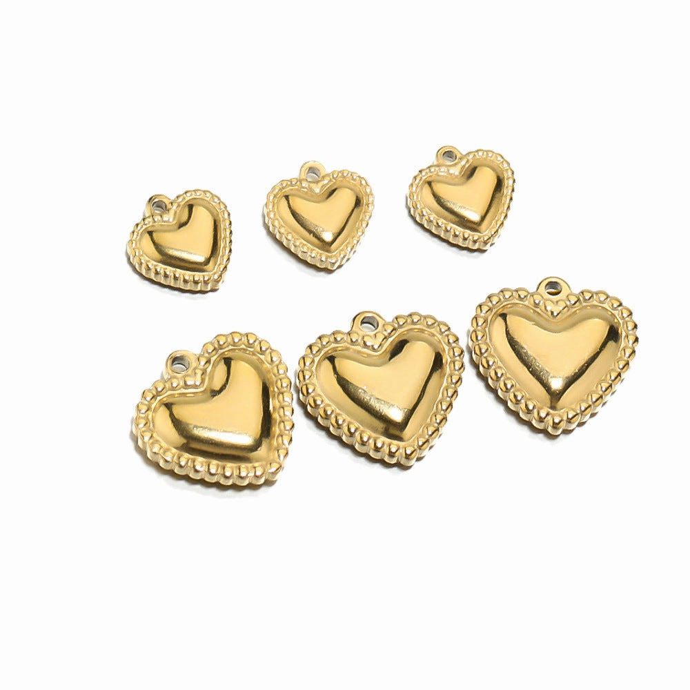 Wholesale 5PCS/PACK Stainless Steel Peach Heart Small Pendant DIY Jewelry Accessories