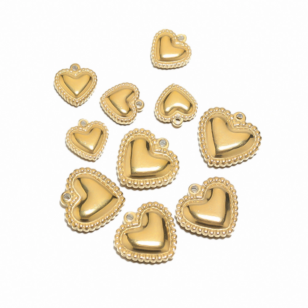 Wholesale 5PCS/PACK Stainless Steel Peach Heart Small Pendant DIY Jewelry Accessories