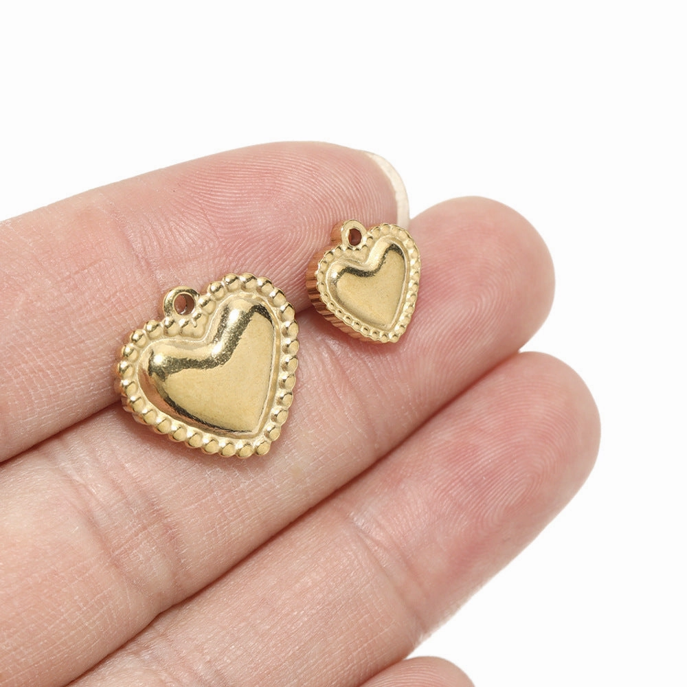 Wholesale 5PCS/PACK Stainless Steel Peach Heart Small Pendant DIY Jewelry Accessories