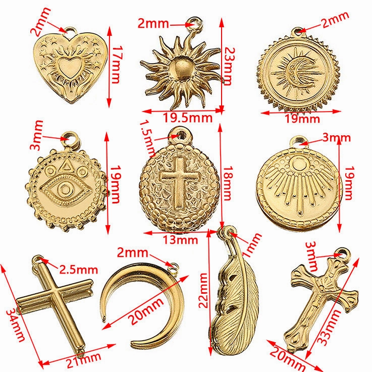 Wholesale 5pcs Stainless Steel Hydraulic Pendant Heart Shaped Sun Pendant Diy Accessories