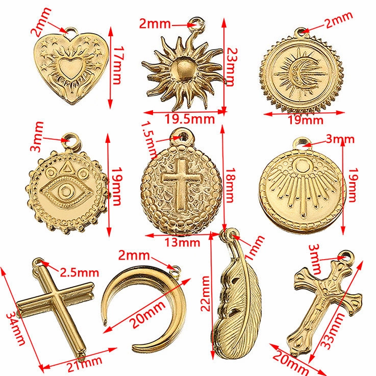 Wholesale 5pcs Stainless Steel Hydraulic Pendant Heart Shaped Sun Pendant Diy Accessories