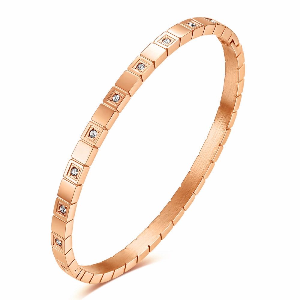Wholesale 6MM Symmetrical Square Diamond 304 Stainless Steel Bracelet