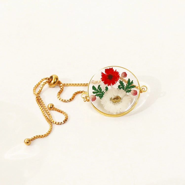 Wholesale 6PCS Daisy Preserved Flower Resin Bracelet