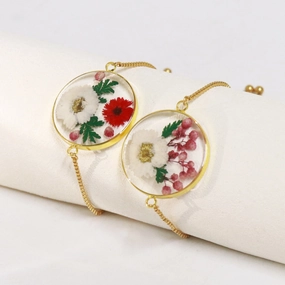 Wholesale 6PCS Daisy Preserved Flower Resin Bracelet