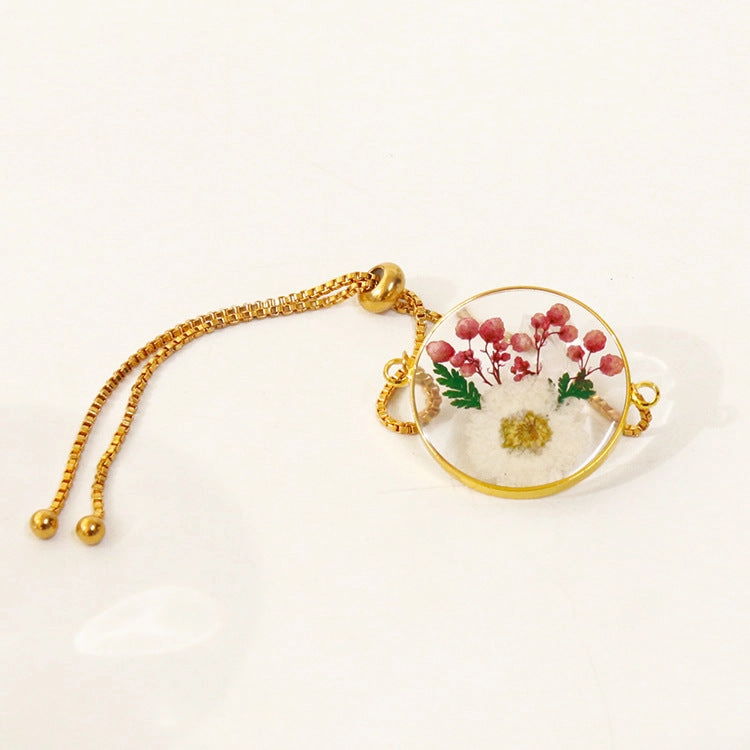 Wholesale 6PCS Daisy Preserved Flower Resin Bracelet