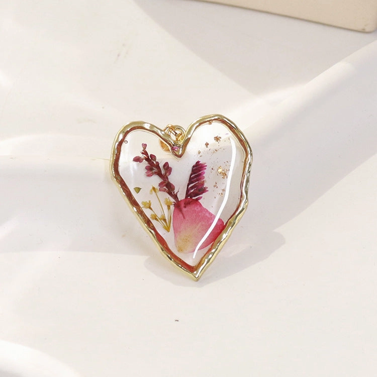 Wholesale 6pcs Irregular Love Month Flower Real Flower Pendant Resin Accessories