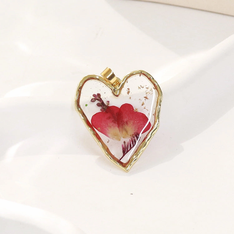 Wholesale 6pcs Irregular Love Month Flower Real Flower Pendant Resin Accessories