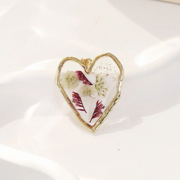 Wholesale 6pcs Irregular Love Month Flower Real Flower Pendant Resin Accessories