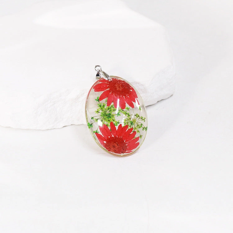 Wholesale 6pcs Resin Dried Flower Real Flower Pendant Necklace Earring Accessories