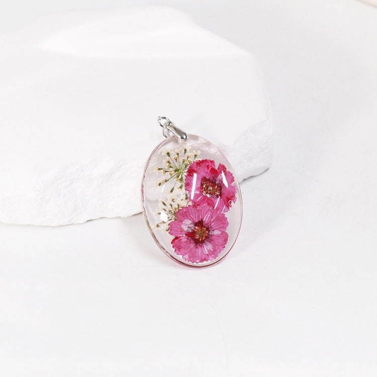 Wholesale 6pcs Resin Dried Flower Real Flower Pendant Necklace Earring Accessories