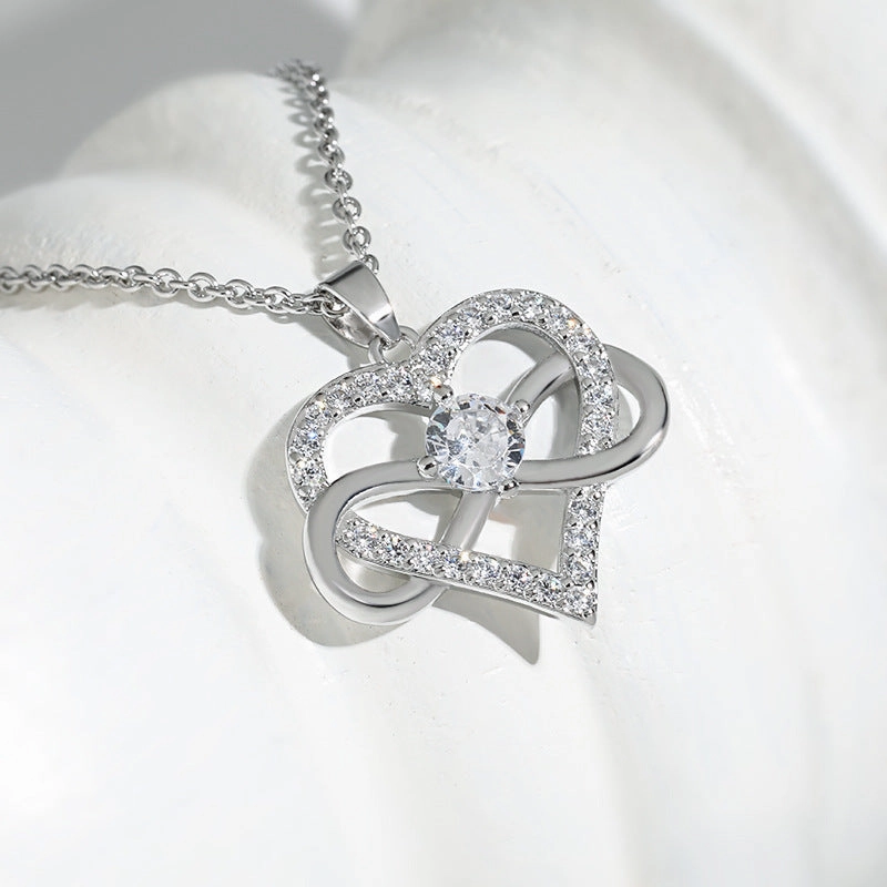 Wholesale 8-shaped infinity symbol zircon heart necklace